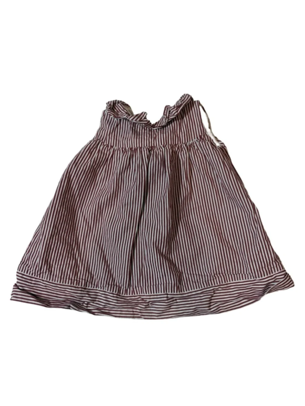 Edgehill Collection Striped Ruffle Dress Baby Girls 9M Burgundy Cottagecore